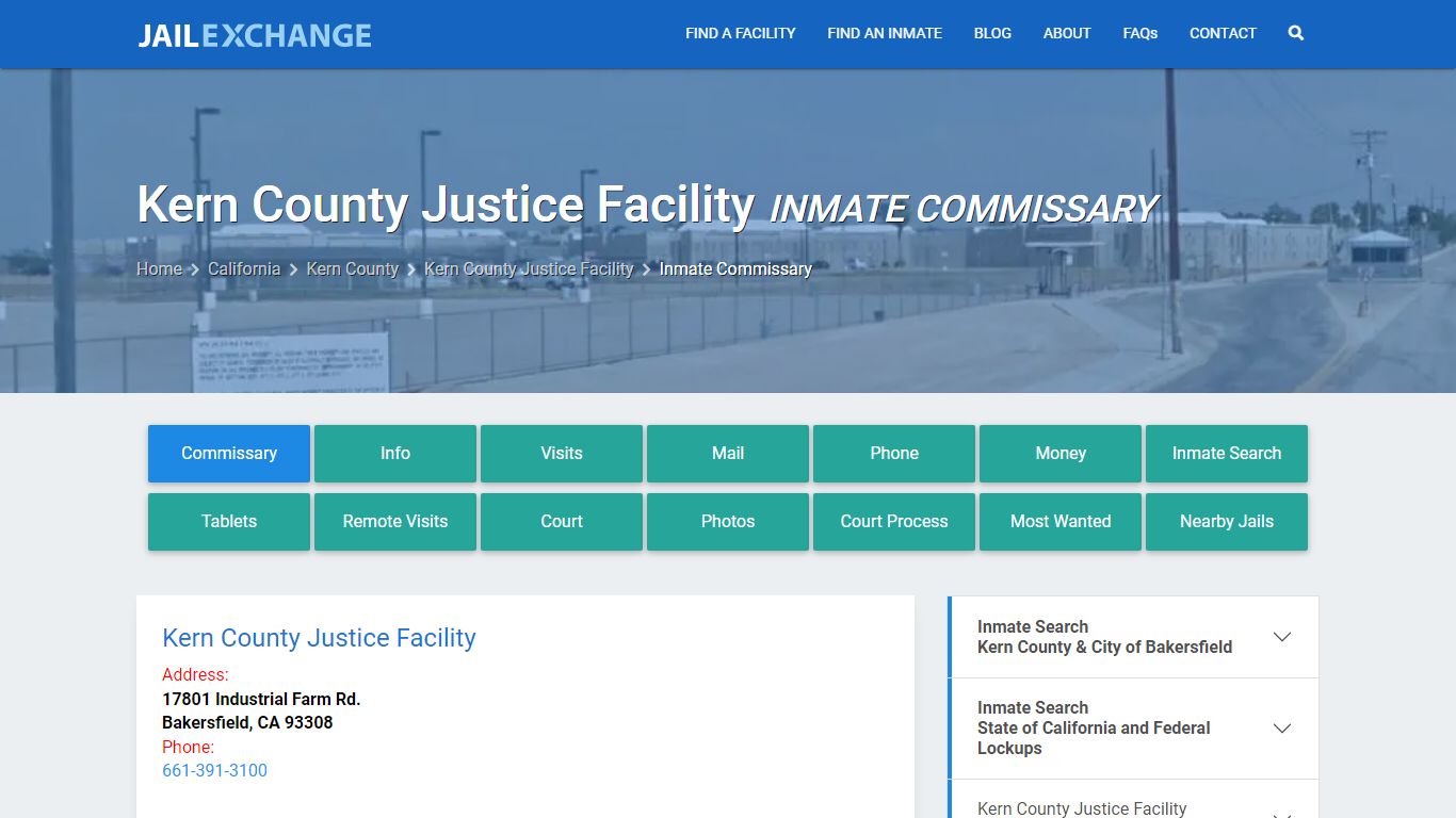 Kern County Justice Facility Inmate Commissary - Jail Exchange