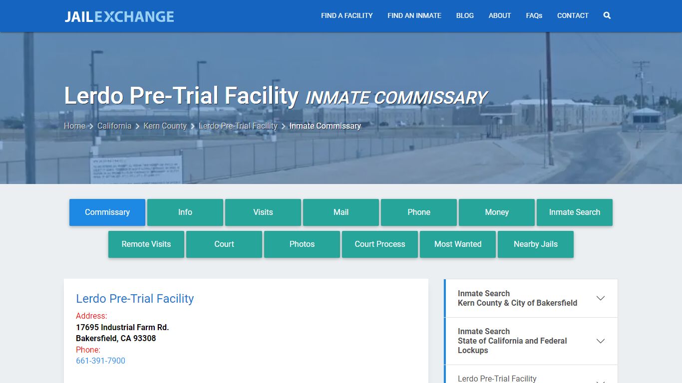 Lerdo Pre-Trial Facility Inmate Commissary - Jail Exchange